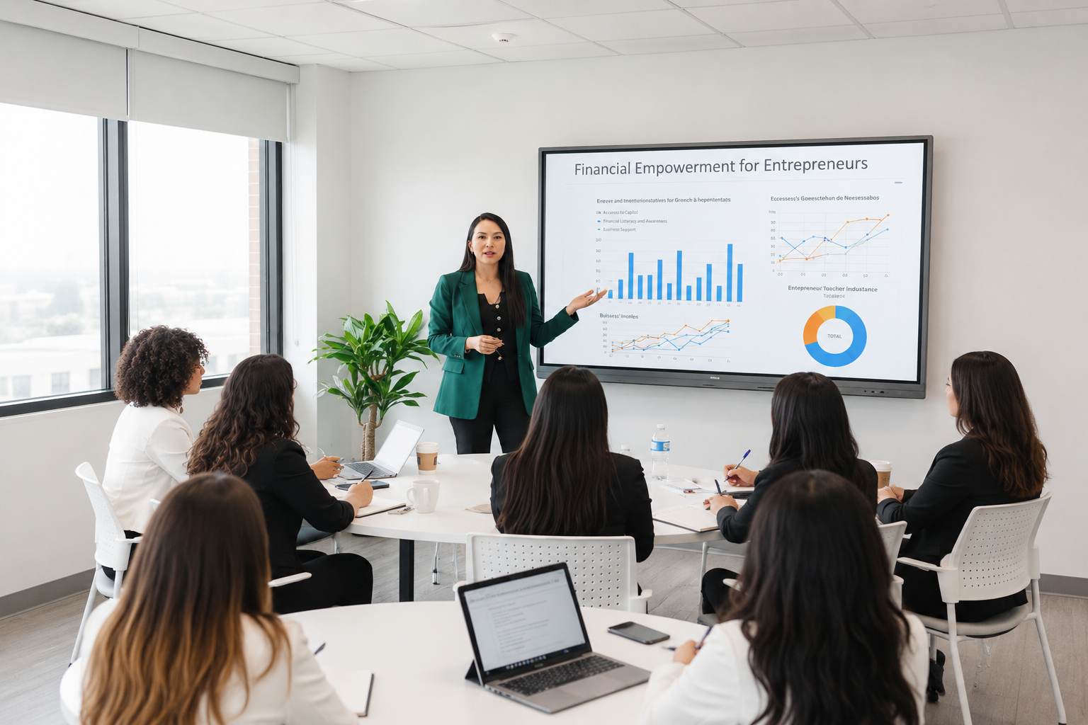 Equipo revisando resultados y proyecciones financieras